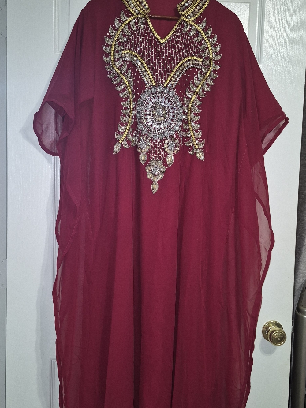 Embellished Red Women's Kaftan Top